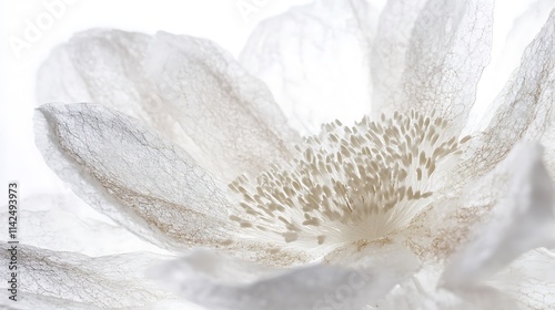 Detailed close-up emphasizing delicate floret structure and gentle color variations, framed by white space, simple and natural presentation 