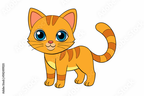 Cute Cat Vector Kawaii Illustration on a white Background