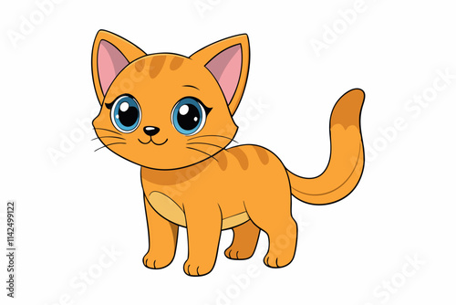 Cute Cat Vector Kawaii Illustration on a white Background