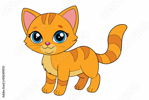 Cute Cat Vector Kawaii Illustration on a white Background