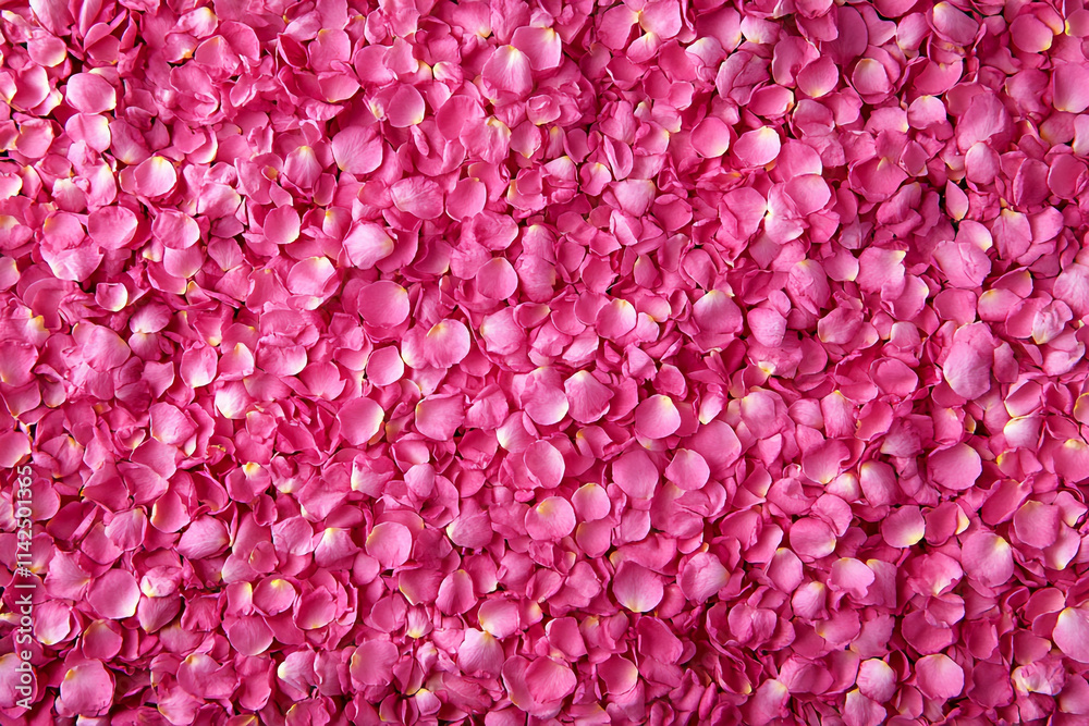 Obraz premium Vibrant rose petals scattered on a surface for romantic Valentine's Day celebrations