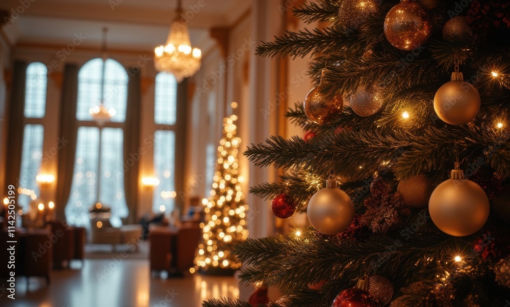 Elegant Christmas setting with festive decorations Elegant Christmas setting with festive decorations
