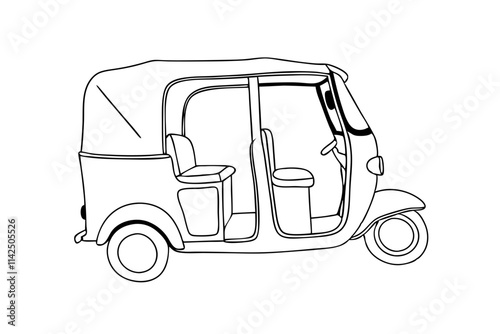 line art of Auto rickshaw vector illustration 