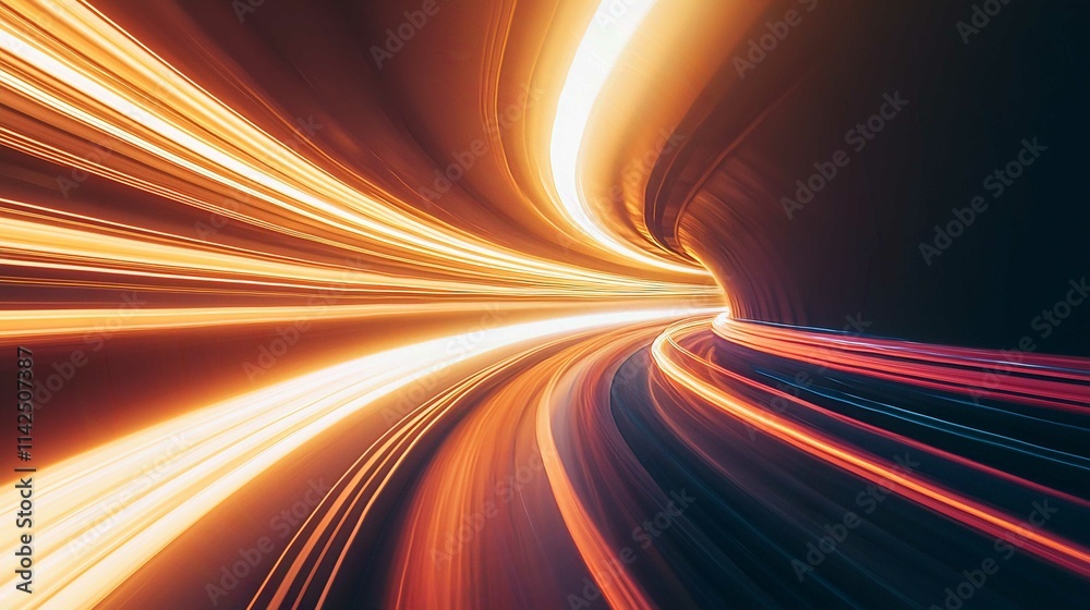 Dynamic Night Drive on a Highway with Colorful Blurs and Speeding Car Motion