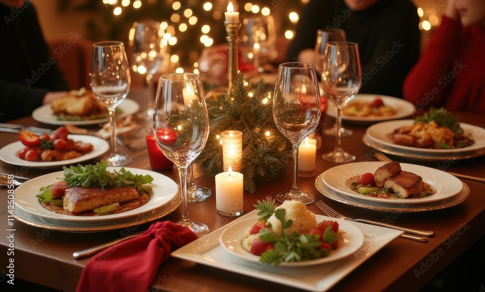 Festive dinner with elegant table setting Festive dinner with elegant table setting