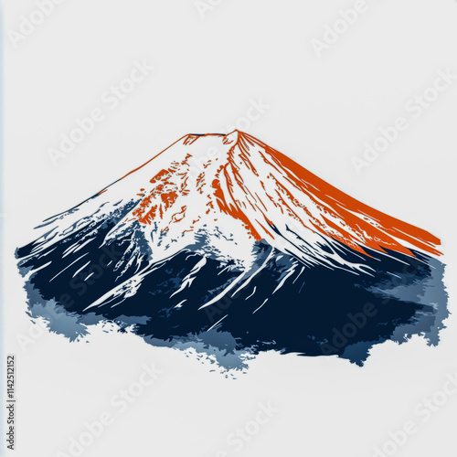 Mount Fuji isolated on a white background. photo