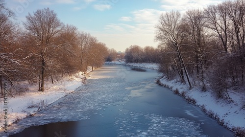 Wallpaper Mural winter landscape with river Torontodigital.ca