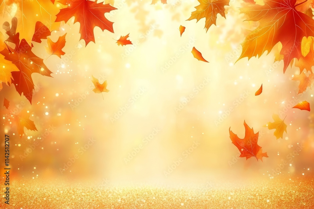 Beautiful autumn background with golden leaves falling gently through a soft glowing atmosphere, creating a warm and inviting seasonal ambiance for creative use. Beautiful autumn background with golden leaves falling gently through a soft glowing atmosphere, creating a warm and inviting seasonal ambiance for creative use.