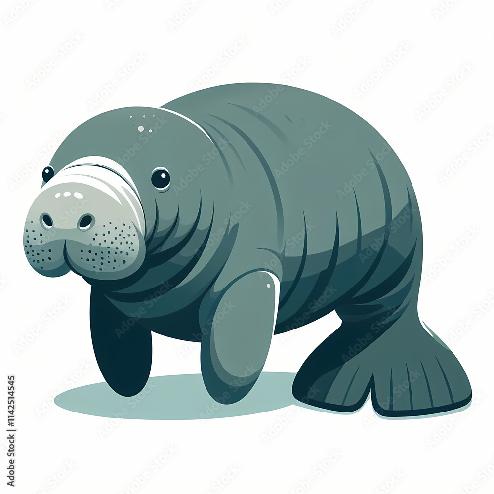 Colorful illustration of an Amazonian manatee swimming gracefully underwater. Colorful illustration of an Amazonian manatee swimming gracefully underwater.