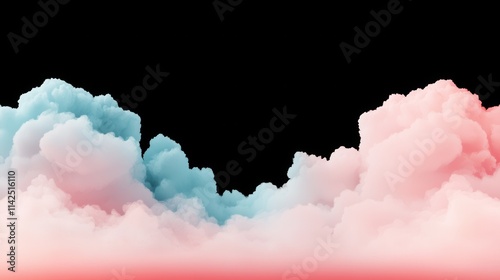 Colorful Smoke Clouds on Black Background for Artistic Use