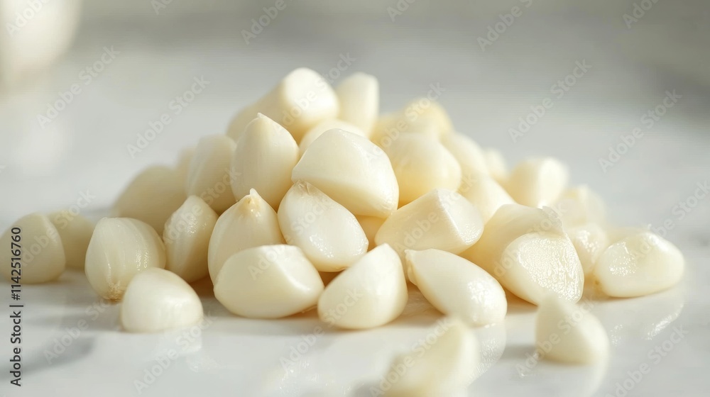 Garlic cloves macro on the white background close up, ingredient Garlic cloves macro on the white background close up, ingredient