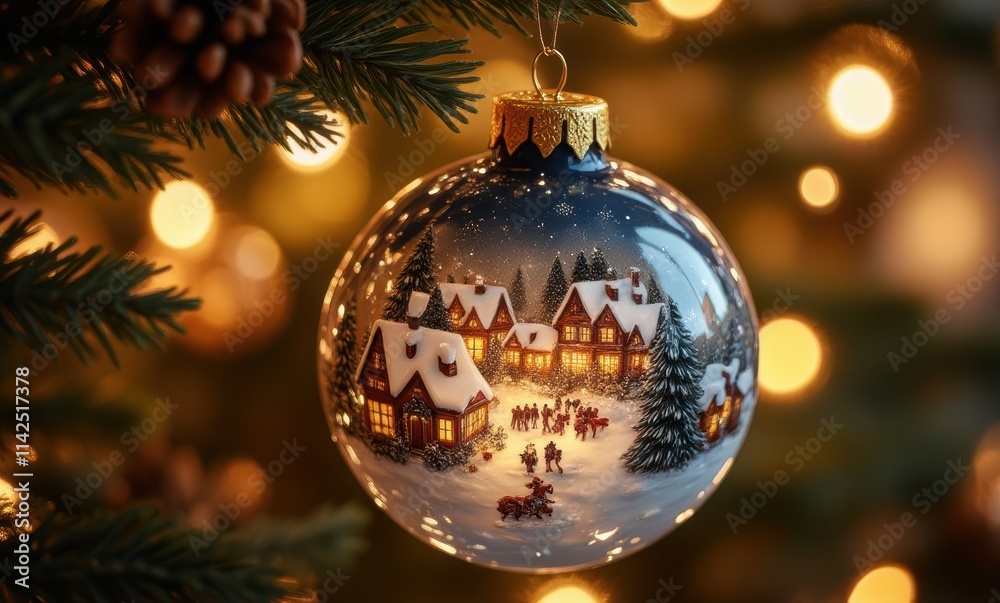 Decorative ornament with winter scene Decorative ornament with winter scene