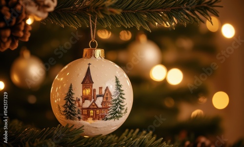 Decorative ornament on Christmas tree photo