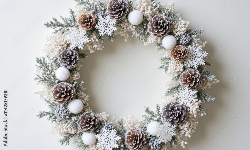 Winter wreath with pinecones and snowflakes Winter wreath with pinecones and snowflakes