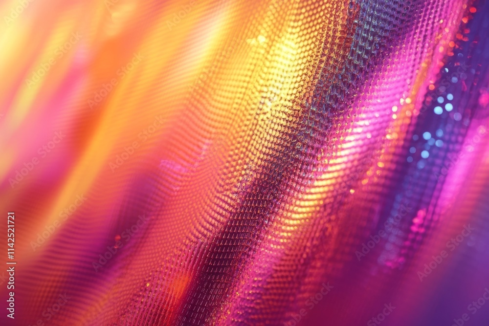 Fototapeta premium Colorful abstract background featuring iridescent fabric shimmering with vibrant light, creating a mesmerizing visual effect