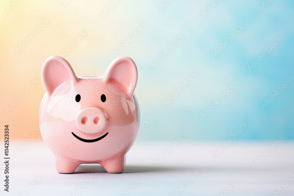 A cheerful pink piggy bank on a soft gradient background, symbolizing savings and financial planning. A cheerful pink piggy bank on a soft gradient background, symbolizing savings and financial planning.