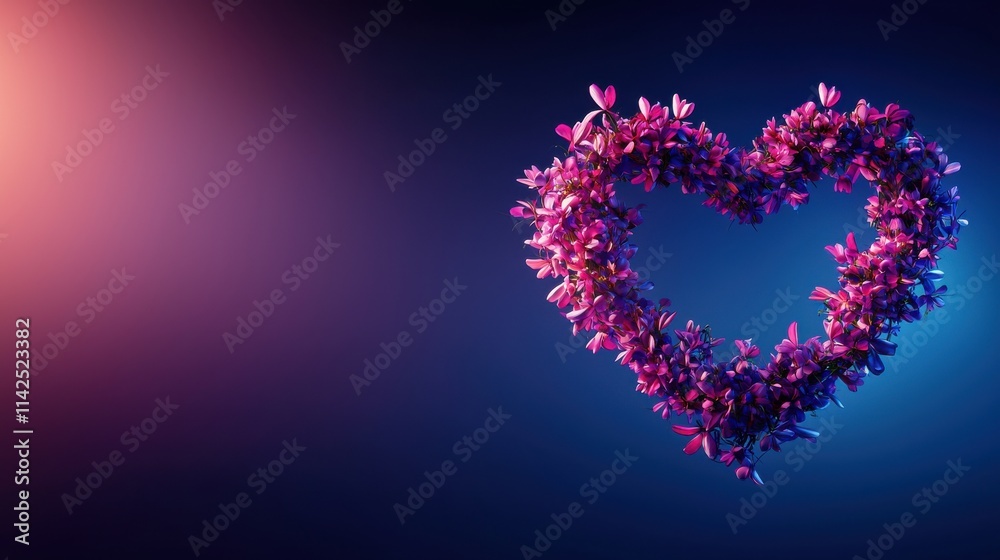 Floral heart arrangement in red romantic setting artistic view Floral heart arrangement in red romantic setting artistic view