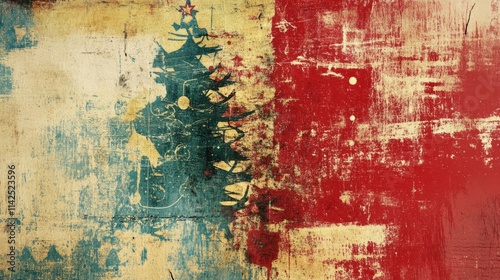 Distressed textures with festive graphics