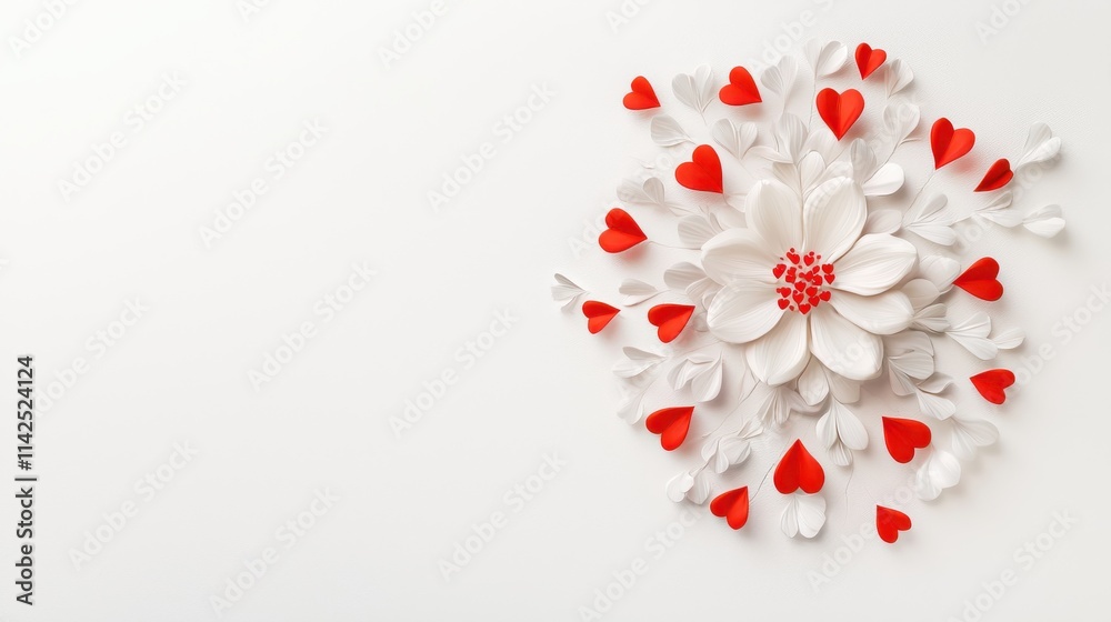 Romantic red heart floral arrangement creative design minimalist Romantic red heart floral arrangement creative design minimalist