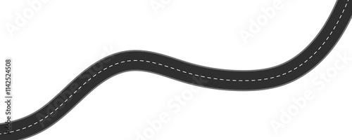 Flat roadway illustration isolated on white background.