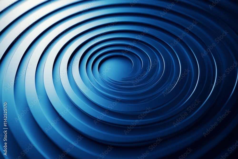 Metallic blue concentric circles forming a captivating spiral pattern Metallic blue concentric circles forming a captivating spiral pattern