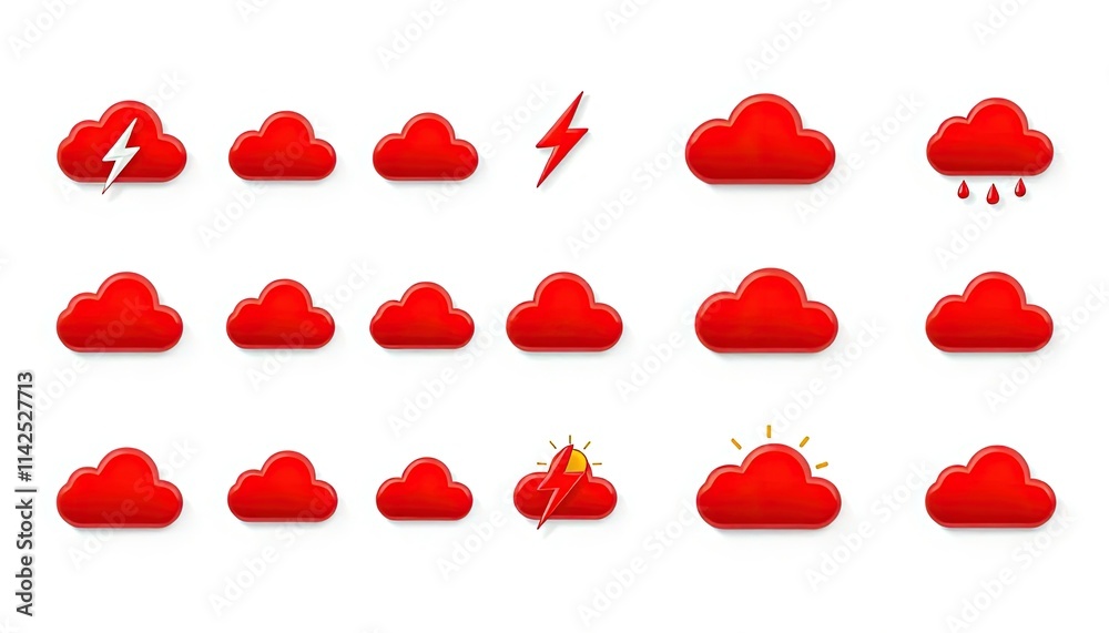 Set Of Red Cloud Isolated