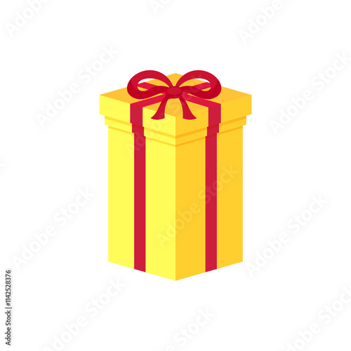 A vibrant yellow gift box tied with a red ribbon and bow, symbolizing joy, celebration, and the anticipation of a special occasion.
