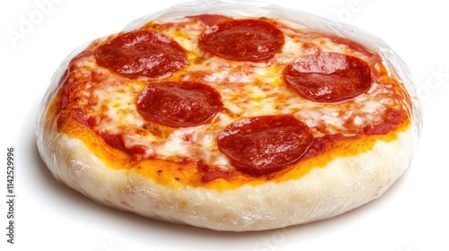 Wallpaper Mural Frozen pizza in a clear wrapping, placed on a stark white background, showcasing quick and easy meal solutions Torontodigital.ca