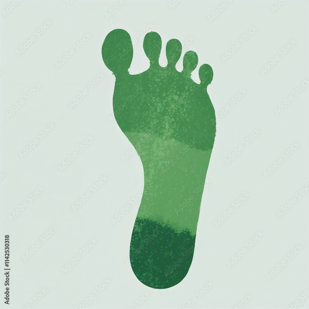 Green Footprint with Gradient Effect on Plain Gray Background Green Footprint with Gradient Effect on Plain Gray Background