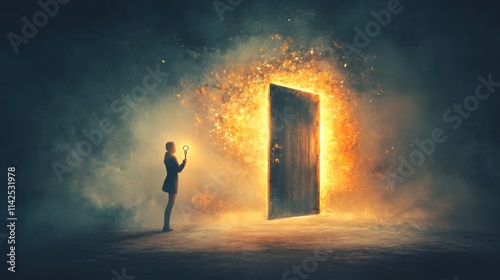 Glowing Key Unlocks Potential Through Mysterious Door