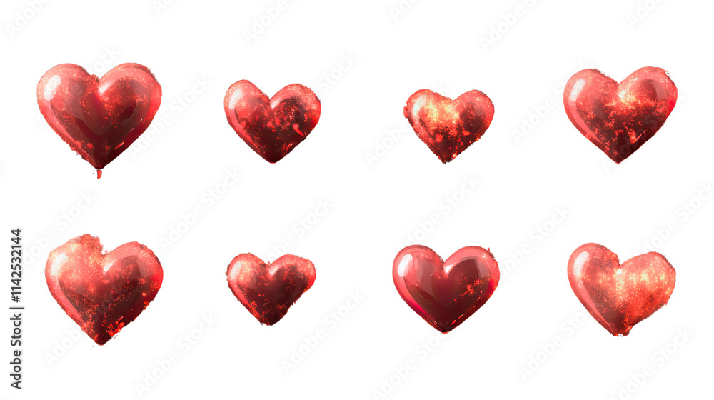 Love in the Air: Six heart balloons, in varying sizes and positions, shimmer with a romantic glow, creating a whimsical and charming visual for your Valentine's Day or love-themed projects. Love in the Air: Six heart balloons, in varying sizes and positions, shimmer with a romantic glow, creating a whimsical and charming visual for your Valentine's Day or love-themed projects.