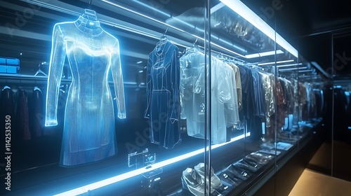 Urban fashion showcase futuristic digital displays in stores photo