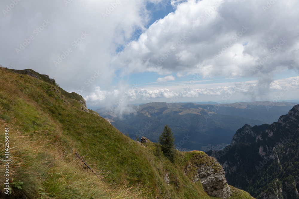 Fototapeta premium Romania Busiegi Mountains on a cloudy summer day