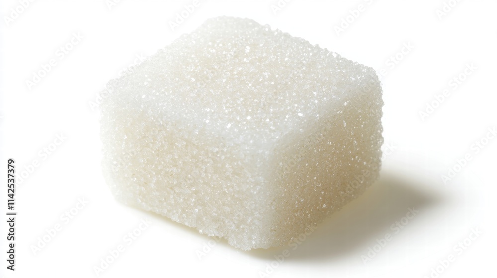Close-Up View of a Single Sugar Cube on a White Background Close-Up View of a Single Sugar Cube on a White Background