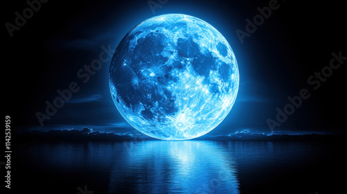 Wallpaper Mural bright full moon illuminates clear night sky, reflecting beautifully on calm waters, creating serene and magical atmosphere Torontodigital.ca