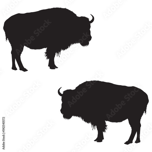 Bison Silhouette, Bison Vector Silhouette, Bison cartoon Silhouette, Bison illustration, Bison icon Silhouette, Bison Silhouette illustration