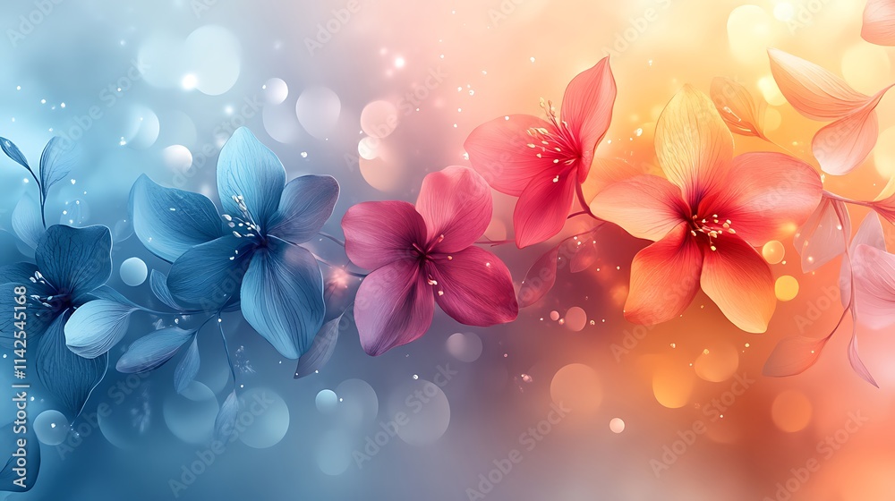 Fototapeta premium Delicate Pastel Flowers Blossom Softly Against a Blurred Background