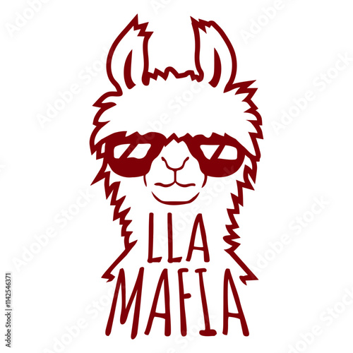 Lla Mafia Lama Saying Sunglasses Text Quote Cool Design Lover Art Vector Illustration Card T-Shirt Poster Sticker Graphic Print Decorative Drawing Isolated Logo Decoration Symbol Creative Cool Style
