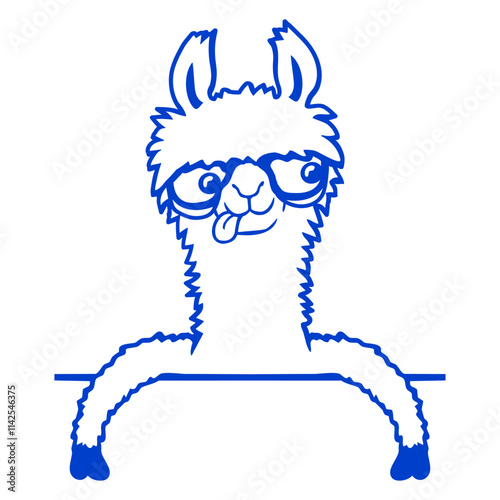 Llama Nerd Geek Horn-Rimmed Glasses Smart Funny Design Lover Art Vector Illustration Card T-Shirt Poster Sticker Graphic Print Decorative Drawing Isolated Logo Decoration Symbol Creative Cool Style