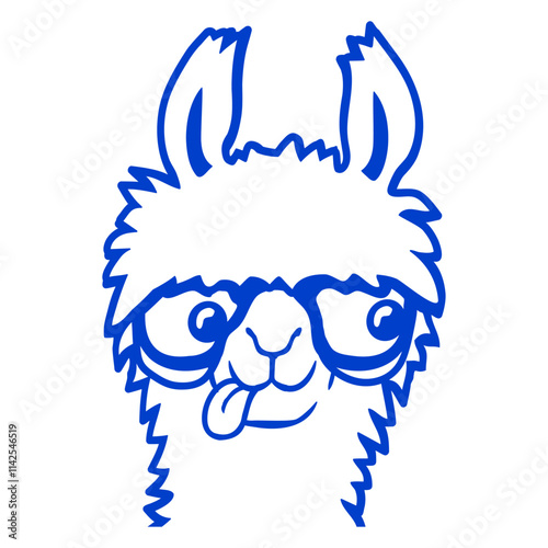 Llama Nerd Geek Horn-Rimmed Glasses Smart Funny Design Lover Art Vector Illustration Card T-Shirt Poster Sticker Graphic Print Decorative Drawing Isolated Logo Decoration Symbol Creative Cool Style