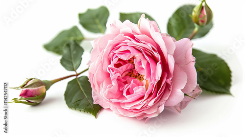 Gertrude Jekyll Rose on an isolated white background, object focused, png, stock image, hd quality,  photo