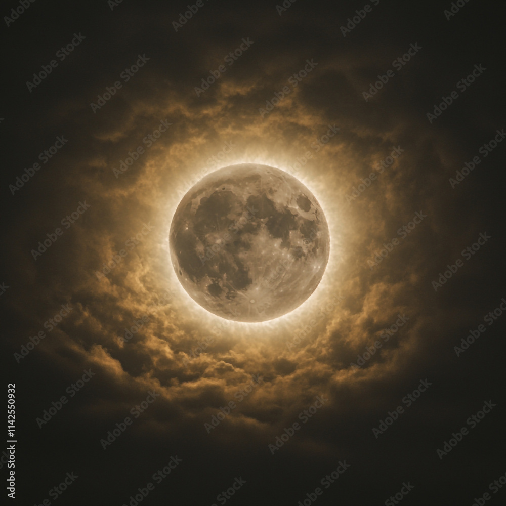 Obraz premium Mystical Full Moon in Dark Clouds