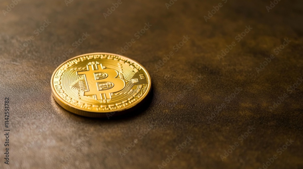 Bitcoin on Textured Surface for Investment Themes Bitcoin on Textured Surface for Investment Themes
