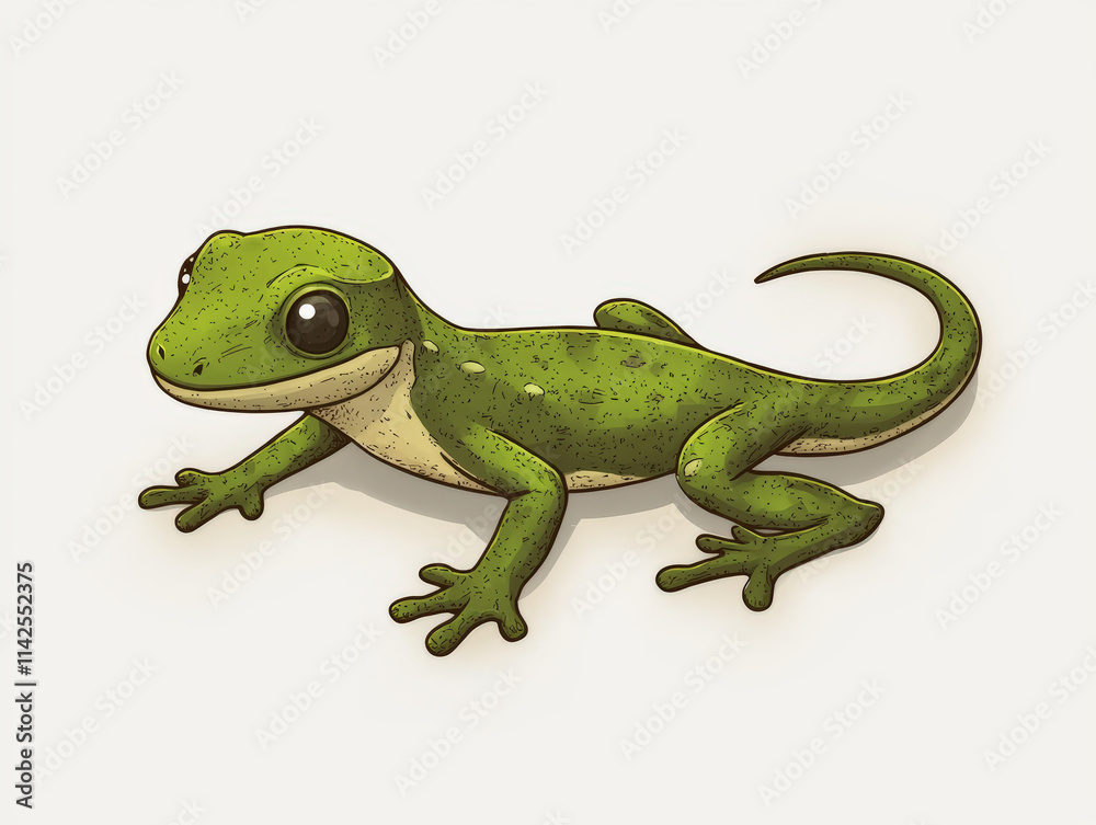 Fototapeta premium vibrant green gecko with playful expression, showcasing detailed textures and charming design