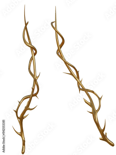 3D rendered golden vine isolated on transparent background