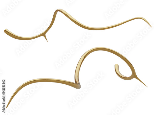3D rendered golden vine isolated on transparent background