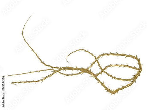 3D rendered golden vine isolated on transparent background