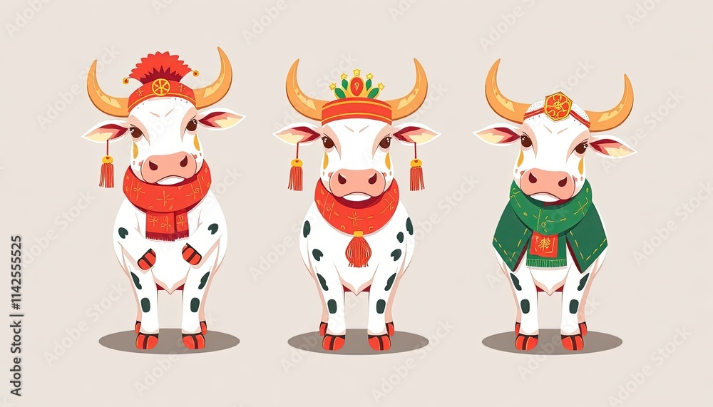 Cow Celebrates Chinese New Year - New Year Card with Cow - Chinese Cow On The Wall - Cow in Cheongsam
Cow Celebrates Chinese New Year - New Year Card with Cow - Chinese Cow On The Wall - Cow in Cheongsam
