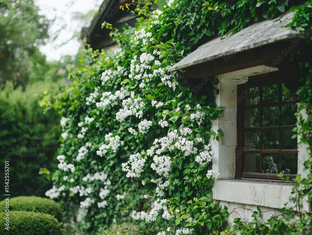 Tranquil garden wall with cascading flowers serene home environment nature photography peaceful viewpoint Tranquil garden wall with cascading flowers serene home environment nature photography peaceful viewpoint