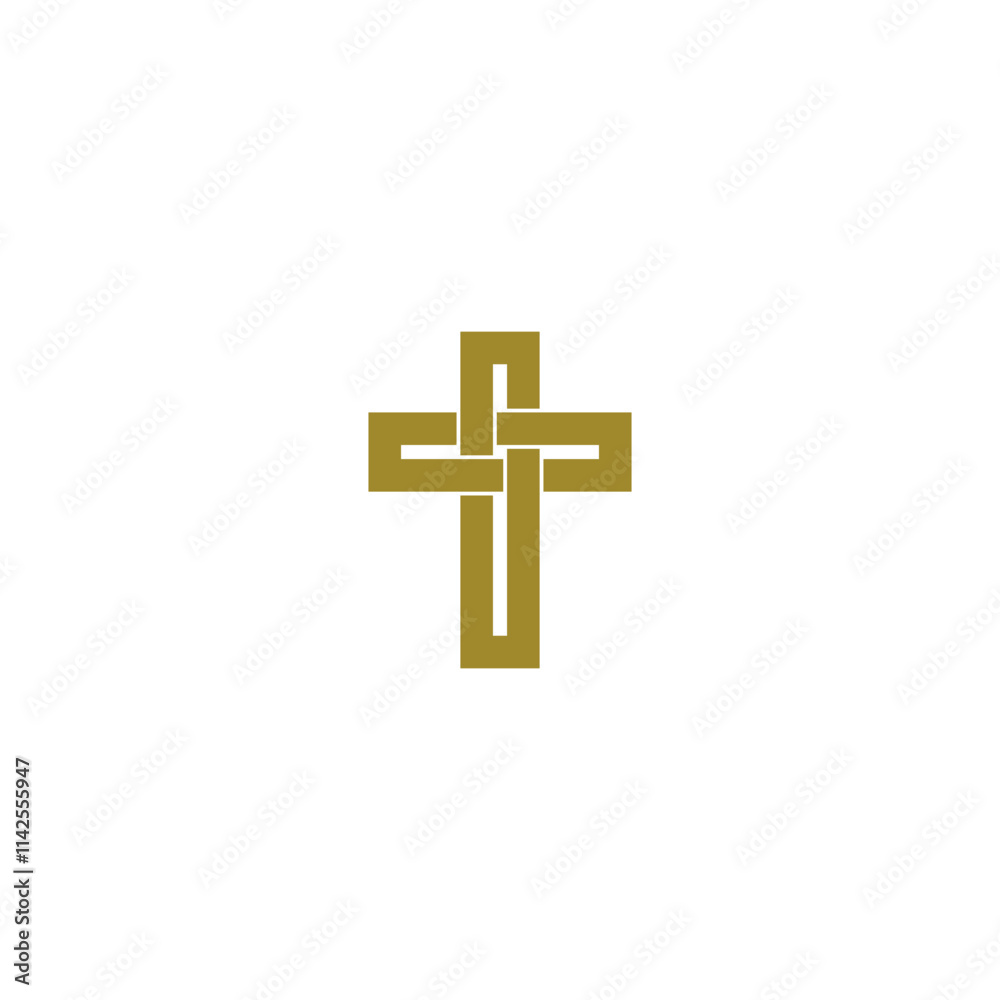 Gold Christian cross icon isolated on white background Gold Christian cross icon isolated on white background
